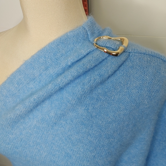 Zara one shoulder alpaca blend sweater size L - Picture 3 of 10